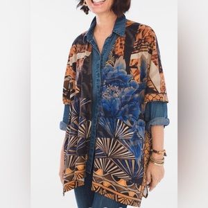 Chico’s Abstract Cheetah Festival Open Front Ruana One Size NWOT